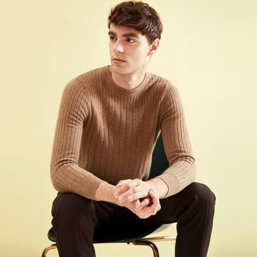 ZHILI Mens Crew Neck Pullover Slim Fit Cashmere Sweater