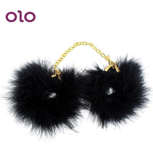 OLO Feathers Metal Handcuffs Role-playing Handcuffs Slave Restraints SM Bondage New Sex Toys for Couple Adult Games
