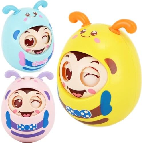 2021 New 3 Colors Magical Baby Rattle Mobile Doll Bell Blink Eyes Tumbler Funny Silicon Safe Teether Toy For Baby Kids Gift