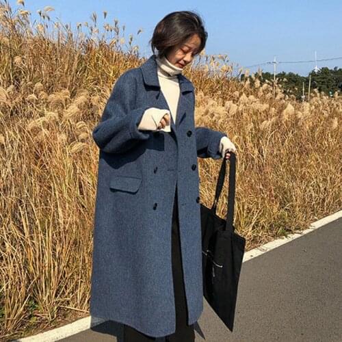 New Arrival Fashion Korean Slim Double-Sided Wool Coat Outerwear Female Long Woolen Overcoat Women Trench Coat