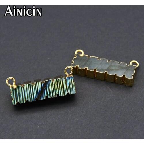 New Arrival Natural Labradorite Rectangle Top Ring Connectors DIY Jewelry Making Pendants For Fashion Necklace Making 5pcs