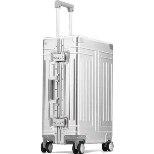 Graspdream New Aluminum Travel Suitcase Hard Trolley Case Aluminium Rolling Luggage 20"24"26"29"Inch with Universal wheel