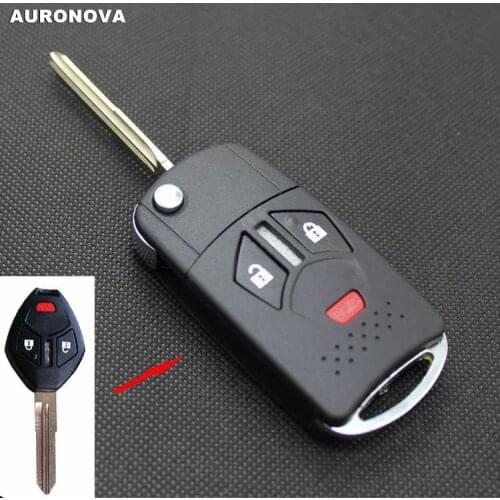 AURONOVA New Upgrade Flip Folding Key Shell for Mitsubishi Eclipse 2+1 Buttons Modified Remote Car Key Case