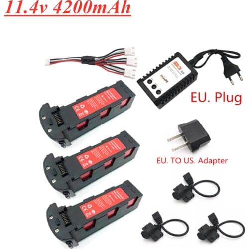 Upgrade 11.4v 4200mAh Battery for Hubsan H117S Zino GPS RC FPV Racing Camera Drones Quadcopter Parts 11.4V Battery Charger Set