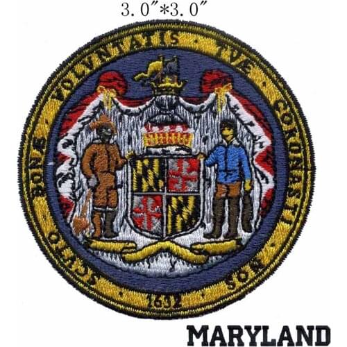 Maryland State Seal 3"wide embroidery patch for battlestar galactica/bayern munich/ black texts