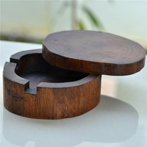 Ash Storage Tree Stump Shape Ash Tray with Lid Wood Art Collection Smoking Ashtray Smoke Free Smoking Ashtray for Living Room
