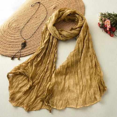 NINI WONDERLAND 2021 Women Linen Solid Color Big Scarf Autumn Winter Vintage Shawl Air Condition Lady Casual Scarves Four Season