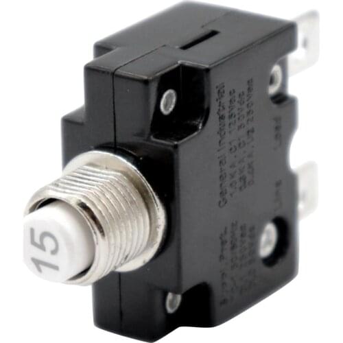 12V-24V Push Button Resettable Circuit Breaker with 2 Quick Terminals 15AMP Overload Protection Fuses Accessories