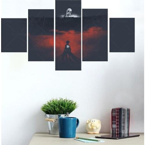 5 Pieces Modern HD Print Canvas Painting Art Attack on Titan Anime on Canvas Wall Art for Home Decorations Wall Decor ArtWork