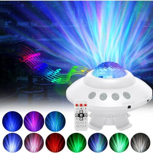 LED Star Projector Night Light Galaxy Starry Night Lamp Ocean Wave Projector With Music Bluetooth Speaker Remote Control For Kid