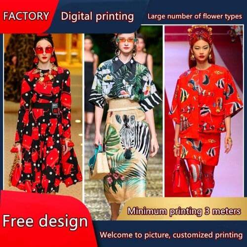 Customized fabric digital printing processing cotton/chiffon/velvet/satin fabric printing free typesetting welcome consultation