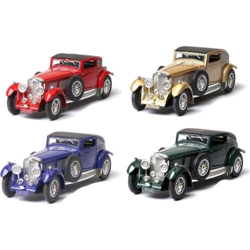 High Simulation Car Model Metaltley 1930s 8L Antique Car Model Sound And Light Pull Back Car Ornaments Retro Model Gift