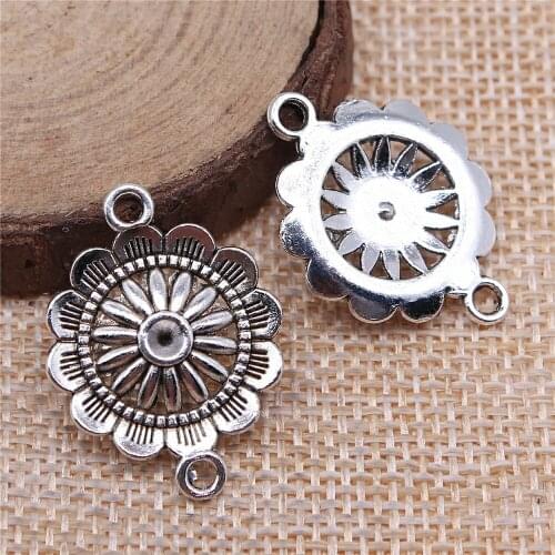 WYSIWYG 3pcs 28x21mm Flower Connector Charm Flower Charms Connector For Bracelet Making Flower Connector Charms