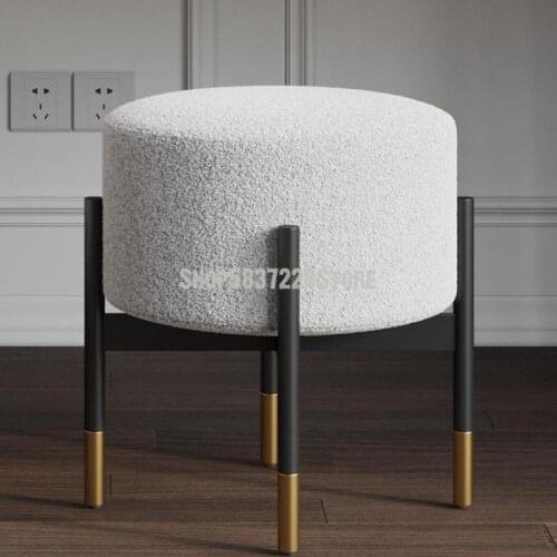 Youji.com Red Makeup Stool Girls' Bedroom Dressing Table Round Stool Manicure Footstool Household Shoes Changing Stool Sofa Stoo