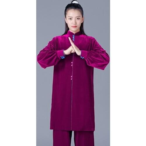Women Velvet Thickened Warm Tai Chi Clothing Kung Fu Suit Martial Art Uniform Morning Exercise Taiji Wushu Winter Clothing 12453