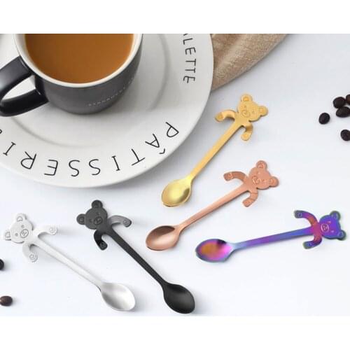 1Pcs Mini Bear Kitten Design Stainless Steel Coffee Tea Dessert Drink Mixing Milkshake Spoon Tableware