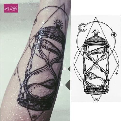 1PC Hourglass Sexy Black Large Flower Henna Temporary Tattoo Black Mehndi Style Waterproof Tattoo Sticker