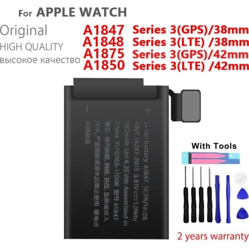 100% Genuine Replacement A1847 A1875 A1848 A1850 For Apple Watch Series 3 GPS / LTE 38mm/42mm Watch Batteries With Tools