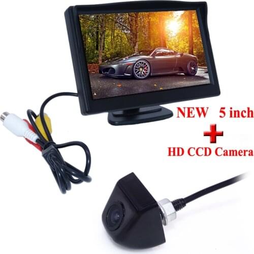 2 in 1 black shell car reversing camera with 5" wide car screen monitor for a variety of cars bring shock-proof function