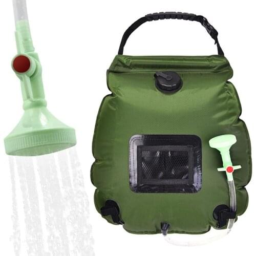 2020 Water Bags For Outdoor Solar Hiking Camping Shower Bag 20L Heating Camping Shower Hydration Bag Hose Switchable Shower Head