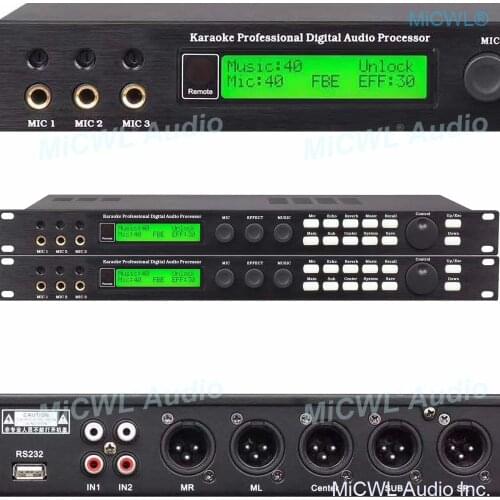 3 Channel Microphone input Karaoke Professional Digital Effects Audio Processor Controller Equipment with USB to PC Software