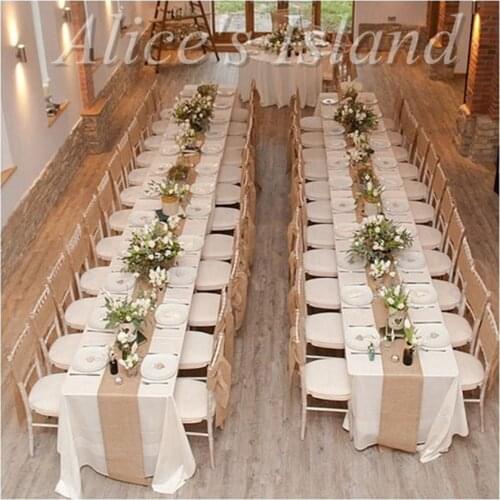 300 x 30cm 12pcs/lot Natural Burlap Jute Table Runner for Rustic Classic Vineyard Wedding table decoration Home chair decoration