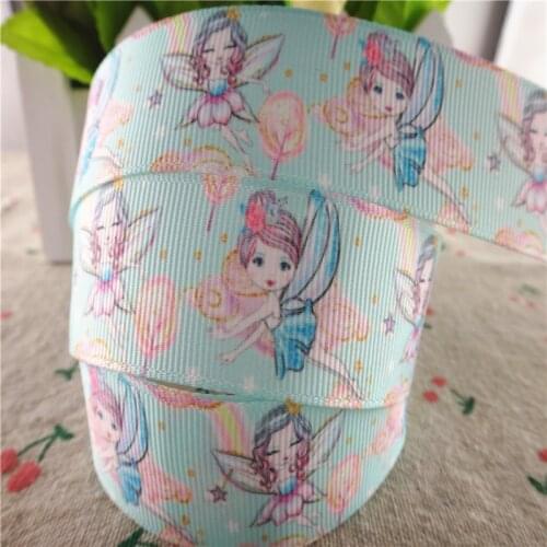 50 yards 25MM, 1-1/2" 38MM, Angel Girl Printed Grosgrain Ribbon DIY Hair Bows Handmade Materials MD19022501