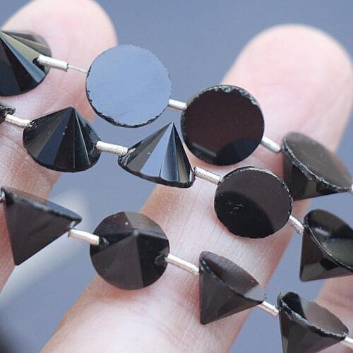 7.5 Inches 17pcs Strand,Black Spinel Faceted Triangle Briolettes, Size 6.0X9.0mm Long Calibrated Size