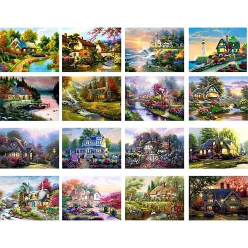 Landscape village scenery new arrival DIY full drill square 5D diamond painting cross stitch kit mosaic rhinestone