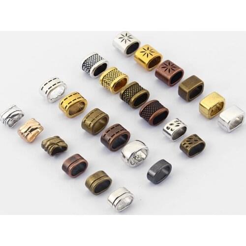 10pcs Fashion Jewelry Charms Slider Beads Spacer For 10*6mm Licorice Leather Cord Bracelet Bangle Jewelry Accessories Findings