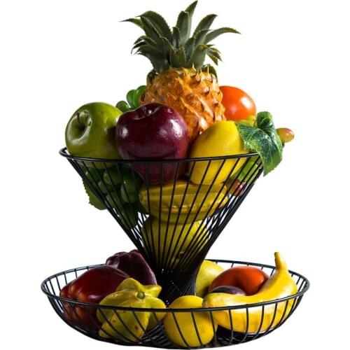 Household double-decker fruit basket living room stylish fruit dried fruit plate modern kitchen fruit and vegetable basket