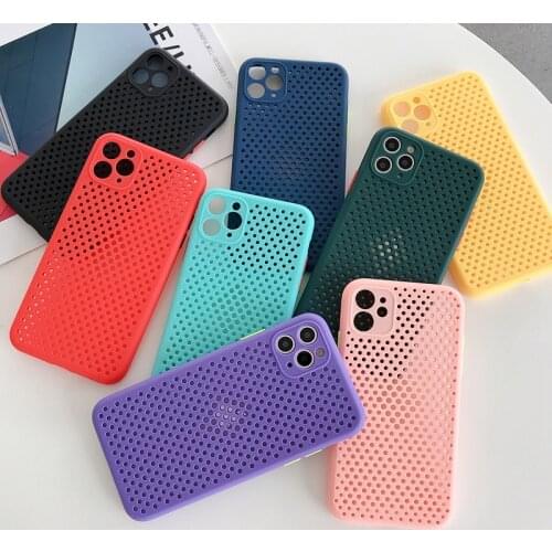 Hollow Heat Dissipation Phone Case For iphone 11 pro MAX X XR XS MAX 7 8 6 6s Plus Soft Silicone Color Cover Coque Capa