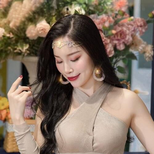 Belly Dance Diamond Headwear belly dance headdress super flash fairy exotic Xinjiang dance Indian latin dance forehead jewelry