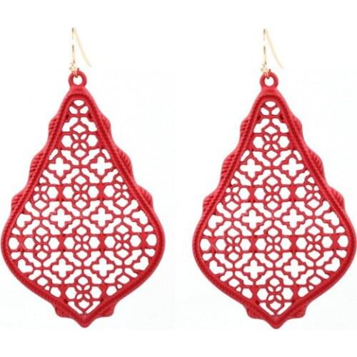 Hot Selling Painted Water Drop Filigree Dangle Earrings Matte Teardrop Women Fashion Gift Fashion Jewelry Wholesale