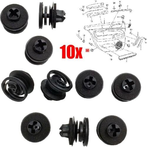 JEAZEA 10Pcs New Car Door Card Retainer Trim Panel Clips 3B0-868-243 Fit For VW Golf Jetta R32 Mk4 Passat B5 Push-Type Fasteners