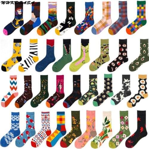 Harajuku Style Occident Fashion Colorful Print Socks Women with Mushroom Kawaii Spring Woman Socks Cotton Calcetines Mujer Meias
