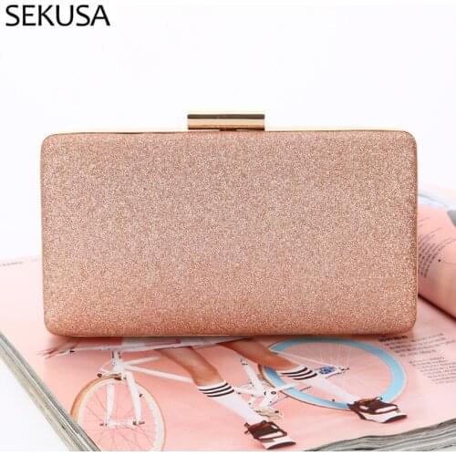 Fashion Sequined Women Day Clutches Metal Chain Shoulder Lady New Design Handbags For Wedding Bridal Purse