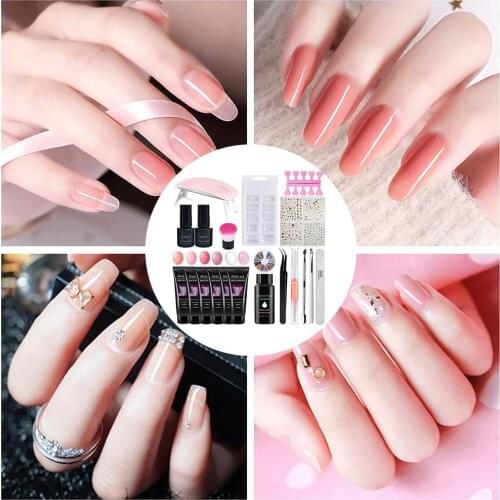 Nail Gel Set UV Lamp Nail Extension Kit Nails Starter Set Made of Natural Resin Organic Odorless,Not Harm Your Nails