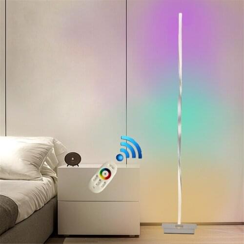 Nordic RGB Floor Lamp Art Design Black Silver Body Floor Lamp Night Stand Lamp for Bedroom Led Lighting Living Room Deocoration