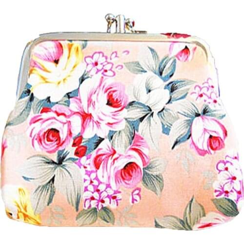 2020 New Flower Series Vintage Cloth Double Open Womens Zero Wallet 11x9cm Buckle Bag Looks Good Birthday Gift