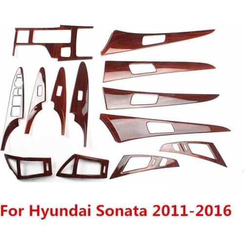 Wood Grain Car Gear Window Control Panel Sticker Cover Outlets Handle Moulding Trim for Hyundai Sonata 8 2011 - 2014 2015 2016