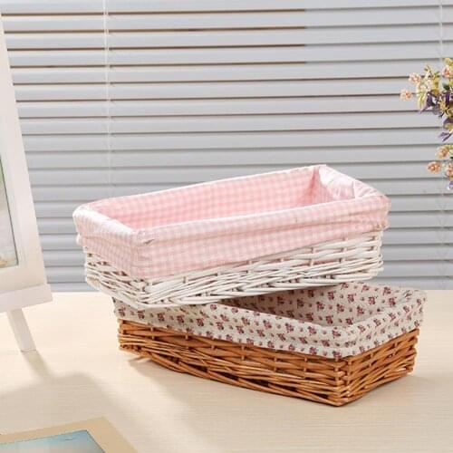 Handmade Rattan Wicker Storage Basket Portable Lightweight Elegant Wicker Rattan Cosmeti Storage Box Picnic Fruit Box for Home