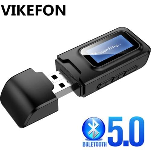Bluetooth 5.0 Receiver Transmitter LCD Display 3.5mm AUX Stereo Hifi USB Dongle Wireless Audio Adapter for Car PC TV Headphones
