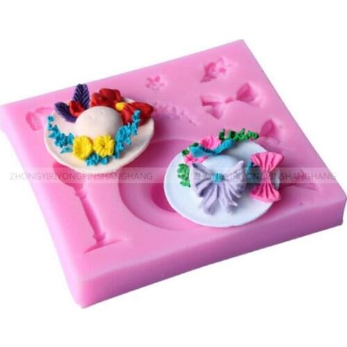 DIY Variety woman hat with folwer bow shape silicone mold decoration clay resin mold