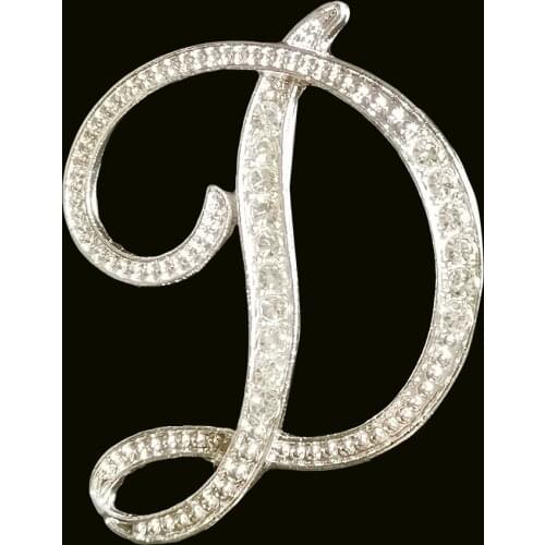 RSHCZY Letter D Cute Brooch For Women Men Rhinestones Crystal Silver Color Metal Pins Jewelry Accessories Christmas Gift