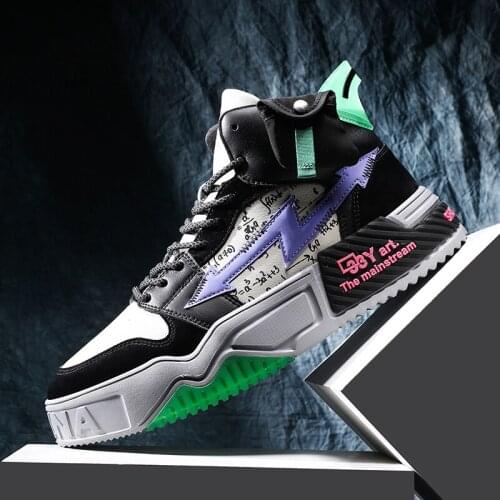 Trending Men Running Shoes High Top Board Sneakers 2020 Mix Colored Mans Winter Walking Trainer Reflective Flat Footwear Basket