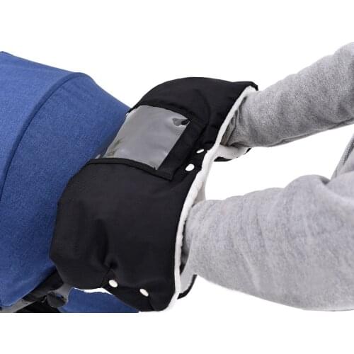 Stroller Hand Muff Windproof Waterproof Coral Fleece Stroller Gloves Newborn Baby Mittens Cute Winter Warm Gloves for Mom Dad