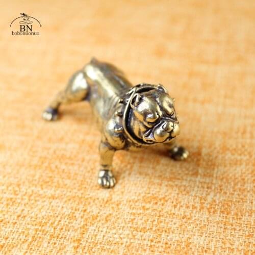 Vintage Pure Copper French Bulldog Statue Desk Ornament Decoration Crafts Accessories Metal Brass Cute Dog Figurines Home Decors