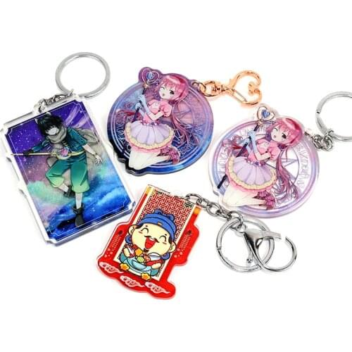 VOGRACE Cheap OEM Custom Cartoon Anime Clear Printed Acrylic Keychain Glitter EPOXY Make Your Own 3D printing Acrylic Keychains