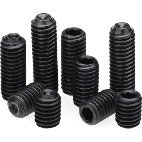 10/20/50pcs Grub Screw Plain Cup Point Socket Set Screw M3 M4 M5 Black Grade 12.9 Hexagon